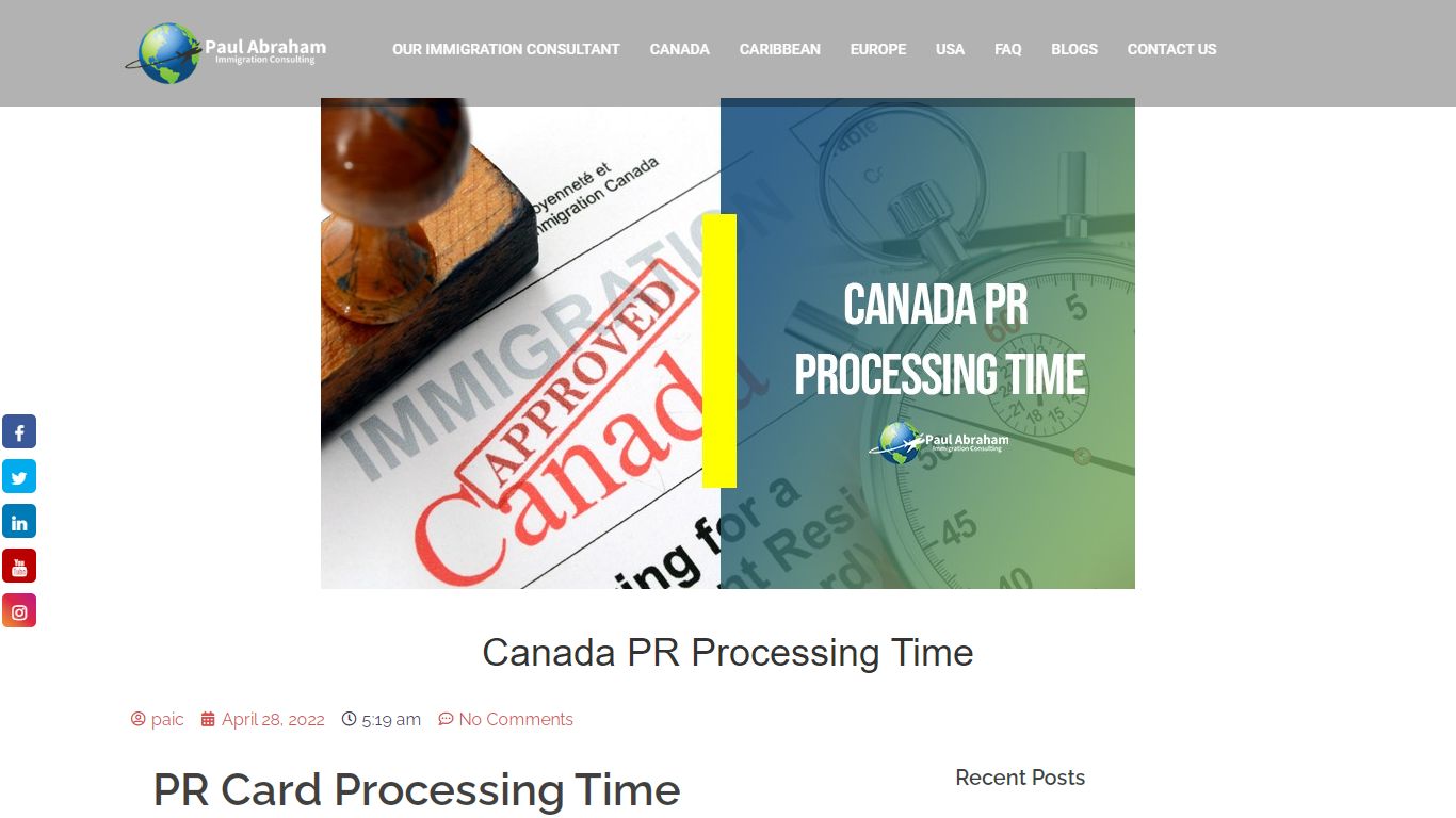 Canada PR Processing Time - Paul Abraham (PAIC)